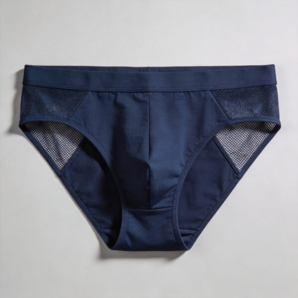 Navy Blue Mesh Panel Sports Briefs